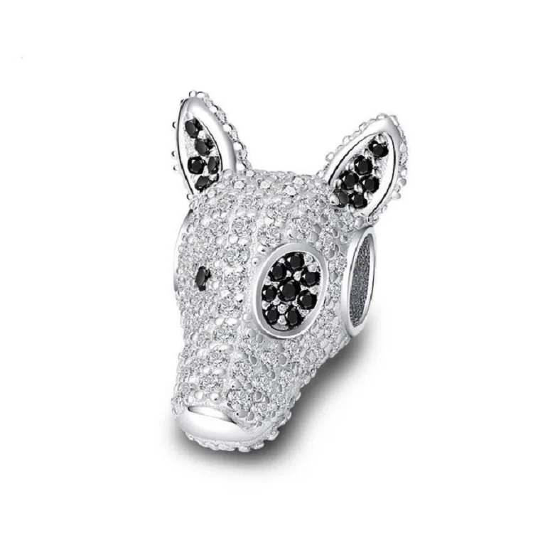925 sterling silver gold plated enamel dog charm beads kawaii animal charms for bracelet