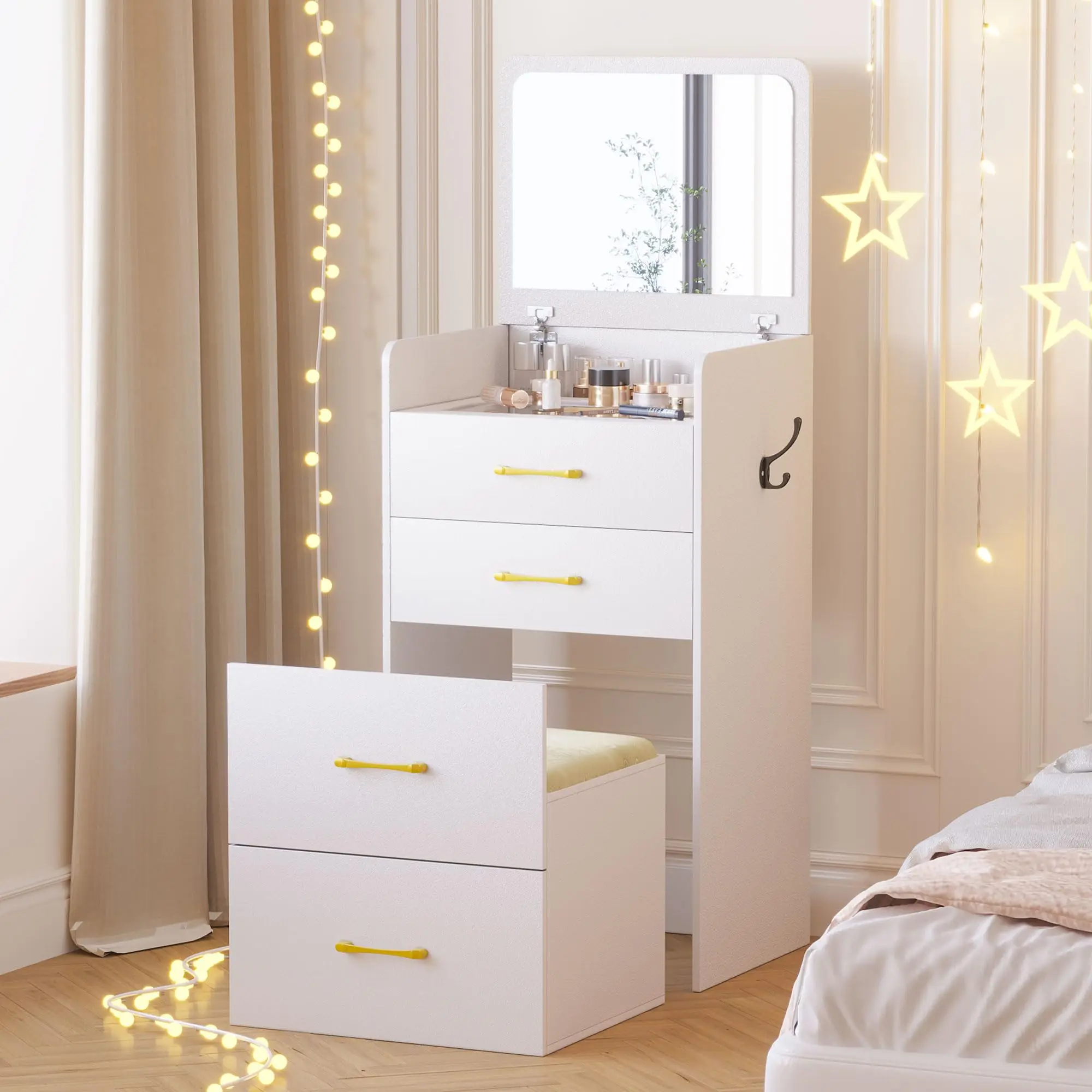 simple luxury dressing table designs vanity dressing table make up vanity desk with flip-up mirror jewelry box bedroom furniture