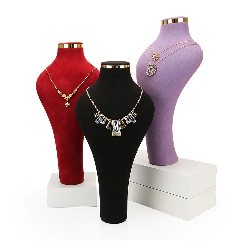 Wholesale custom jewelry tray white microfiber jewelry portrait neck jewelry display props
