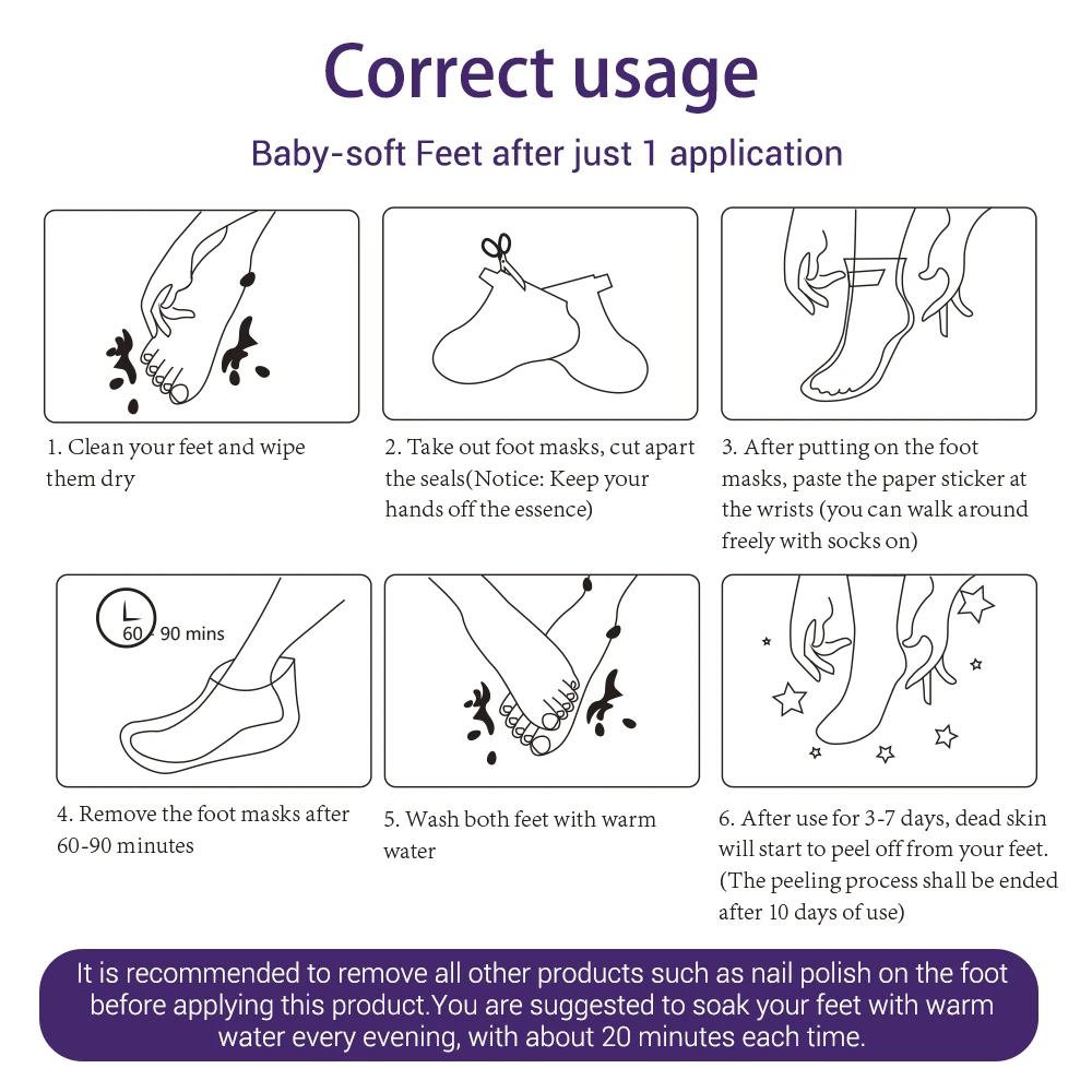 LANBENA Three Types Lavender Foot Peel Mask Remove Dead Skin Peeling Moisturizing Foot Mask