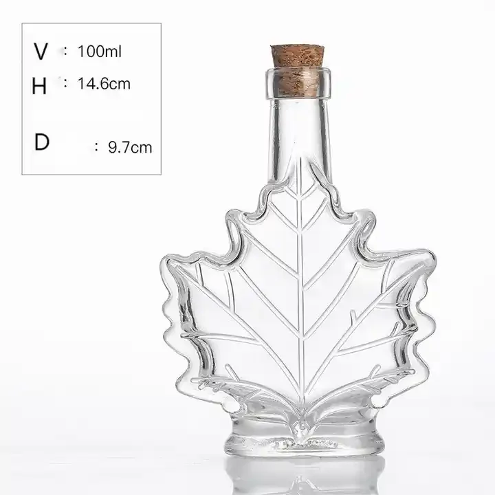 Christmas Wedding Gift 50ml 100ml 8oz Maple Shape Crystal Liquor Glass Bottle With Screw Metal Cap for Pure Syrup Wine Whisky