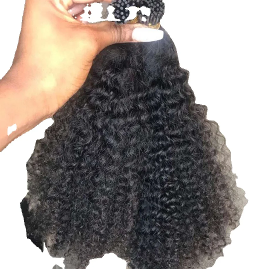 Wigs & extension human Hair Afro Extension 4A 4B 4C Kinky Short Microlink tape Hair Extensions I Tip Curly Hair For Black Women