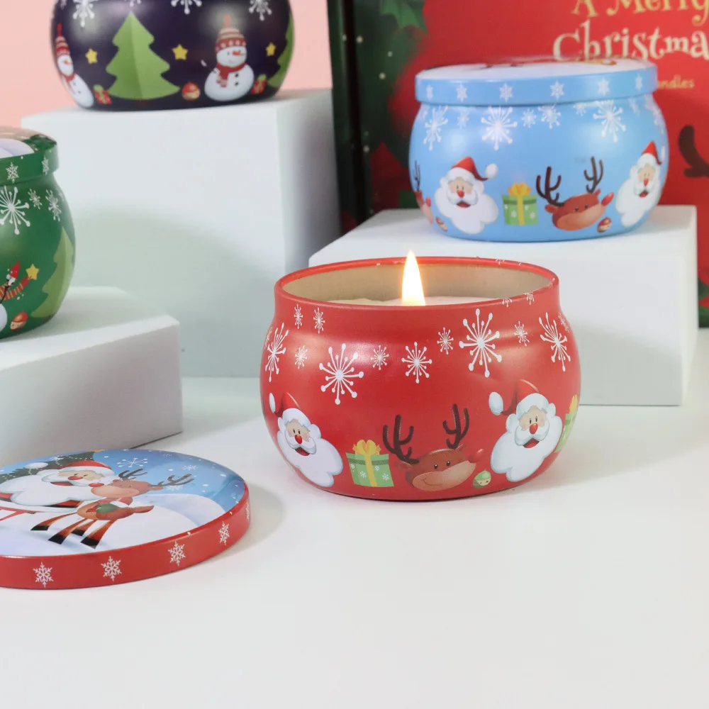 8 Piece Gift Box Wax Essential Oil Scented Candle with Tin box;Christmas Gift of Candle Scented