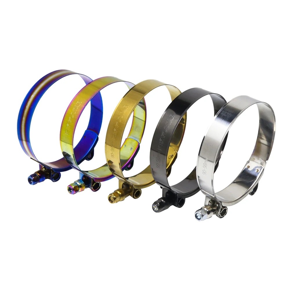 Custom Make 2' 3.5' 3.75' Stainless Steel T-Bolt Clamp Black Gold Silver Hose Clamps Adjustable Intake Kit Piping Clamps