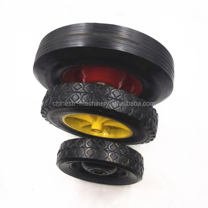 Custom Cast Iron Wheel Hub Solid Rubber Shopping Trolley Wheels
