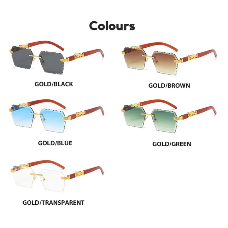 mens rectangular brown sunglasses rimless sunglasses uv400 protection women sun glasses men