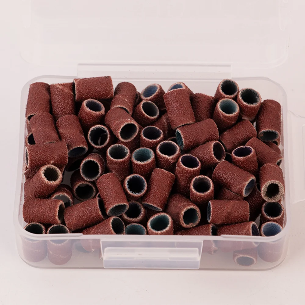 Wholesale 6.35mm Manicure Aluminum Oxide 100pcs/box Sanding Bands Set Remove Gel Polish