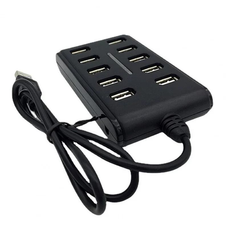 High Speed 480 Mbps USB 2.0 Hub 10 Ports Multi Personal Computer USB HUB Portable USB Splitter For PC laptop