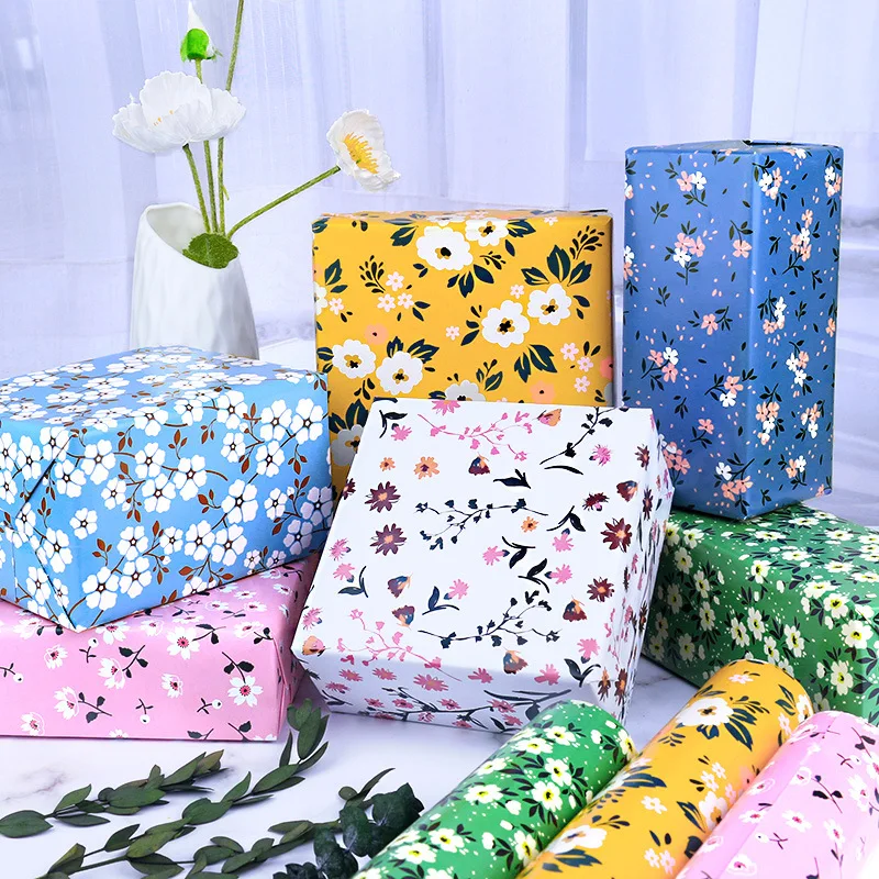 Small floral Gift Wrapping paper Wholesale Gift Shop Exquisite Holiday gift box wrapping paper roll