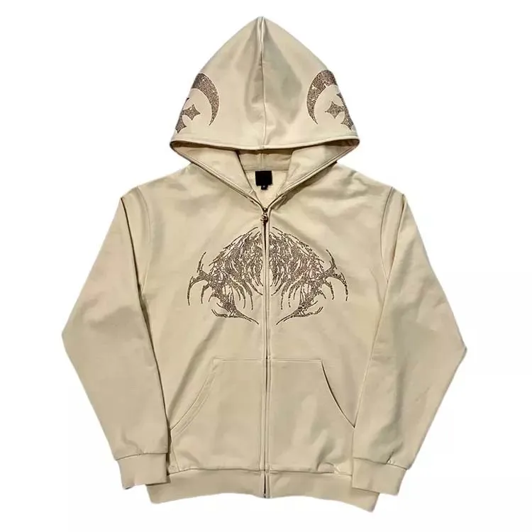 New Arrivals Wholesale Hot Sale Custom Logo Vintage Acid Wash Oversized Full Zip Up Hoodie