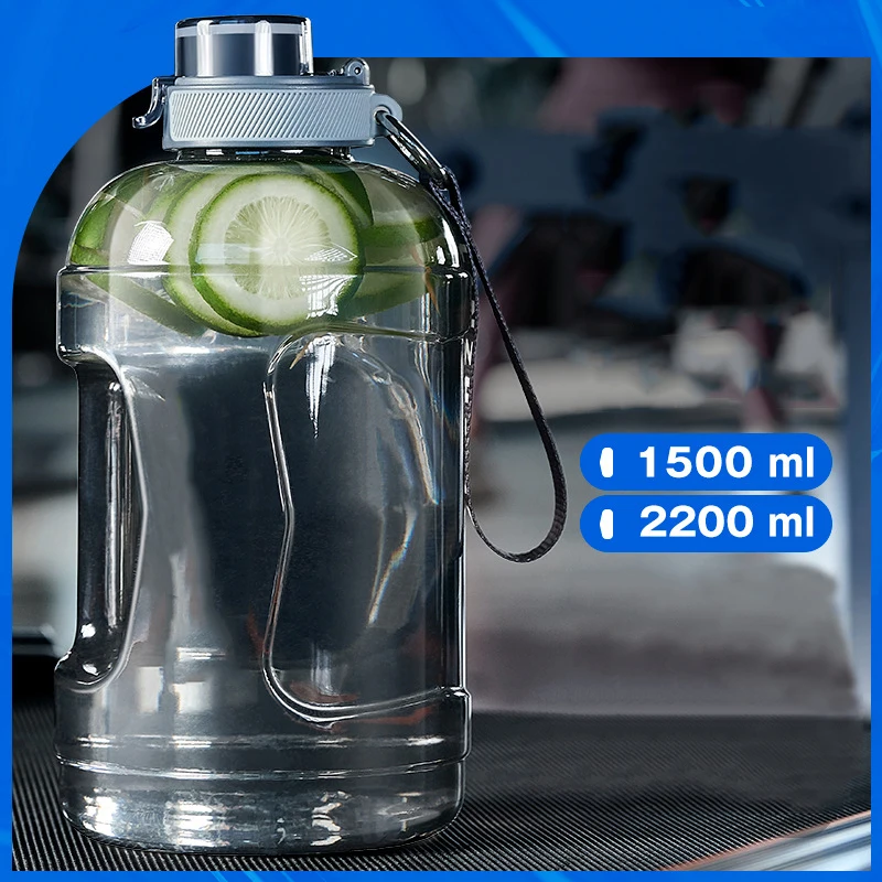 Water Bottles Gym jug bpa free custom logo Plastic Motivational Half gallon/2.2l /one gallon/1 gallon water bottles with sleeve