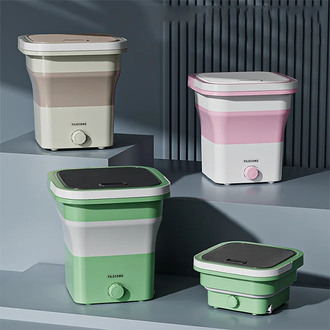 Mini Portable Bucket Washer Foldable Washing Machine with Soft Spin Dry and Drainage Pipe