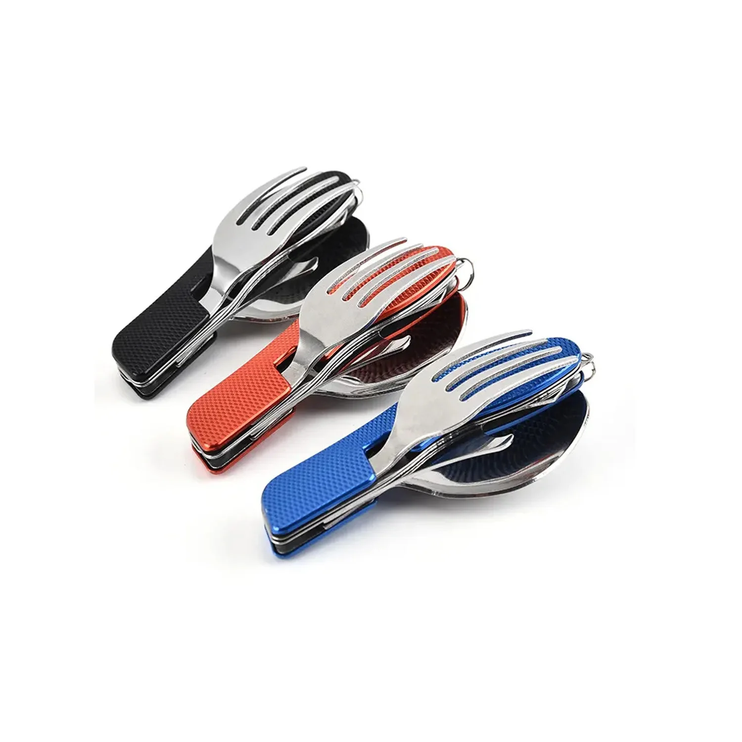 3 in 1 Spoon Fork and Knife Flatware Stainless Steel Multi-Functional Cutlery Set for Backpacking Wildness Camping Travelling
