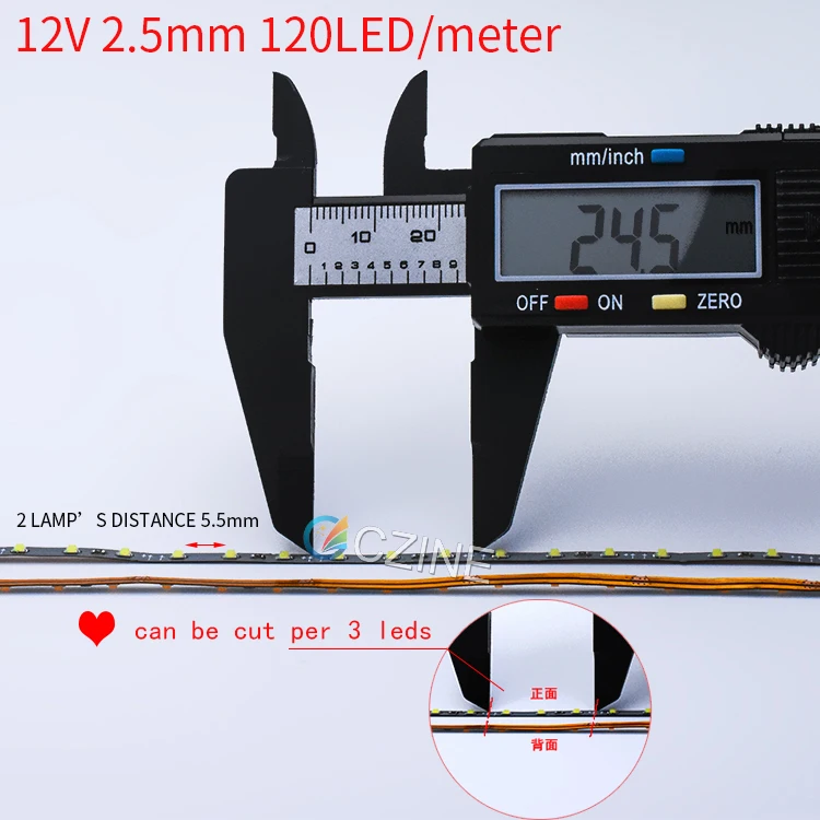 12V 2.5mm 120leds/meter 0805 led strips white warm white red green blue yellow pink ice blue SMD0805 leds strips IP20