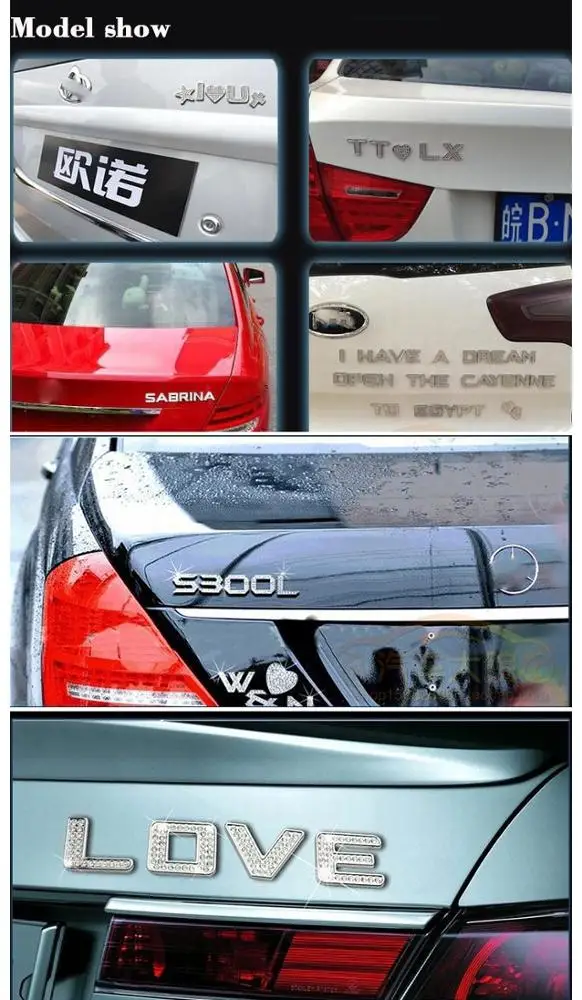 Factory Wholesale 3D Metal Car Sticker DIY Diamond English Letters Car sticker Crystal Diamond Metal Car decoration