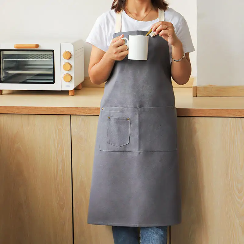 Mandiles Delantales De Cocina Tabliers Waiter Cooking Canvas Apron Kitchen Custom Logo Chef Delantal Bartender Aprons For Women