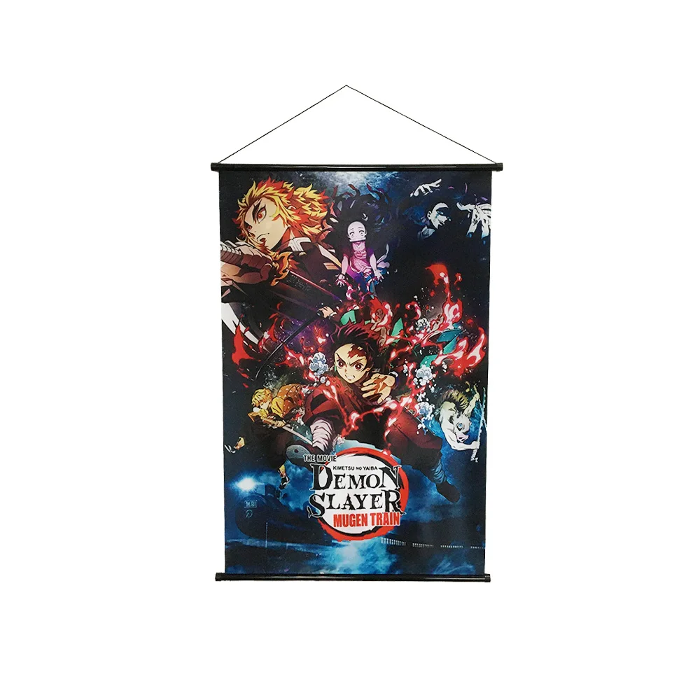 Custom Printing Anime Fabric Poster With Plastic/ Aluminium Rod Wall Scroll wall hanging poste