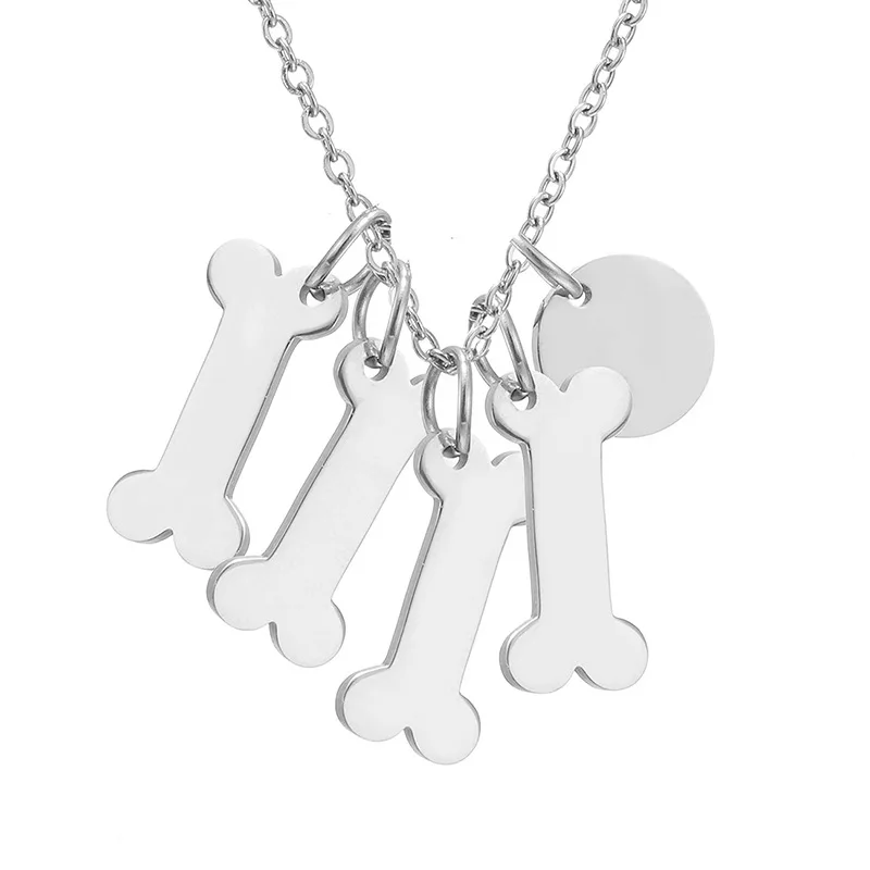Fashion Stainless Steel Dog Bone  Necklace Custom Engraved Pendant