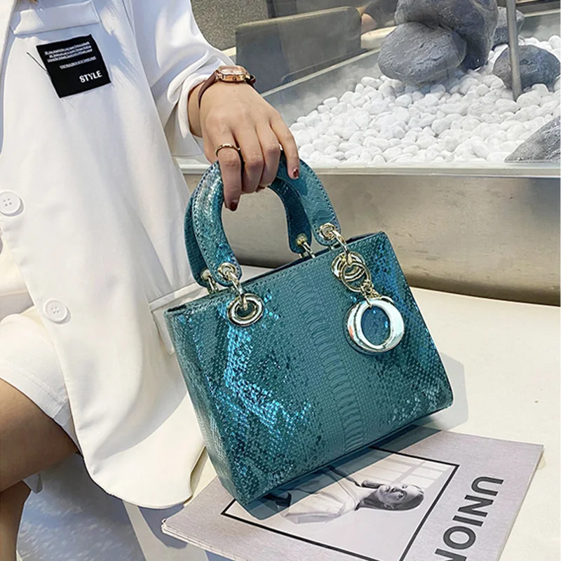 Hot Fashion PU Leather Serpentine Ladies Handbags Brand Design Luxury Single Shoulder Women Bags Hobo Tote Bag