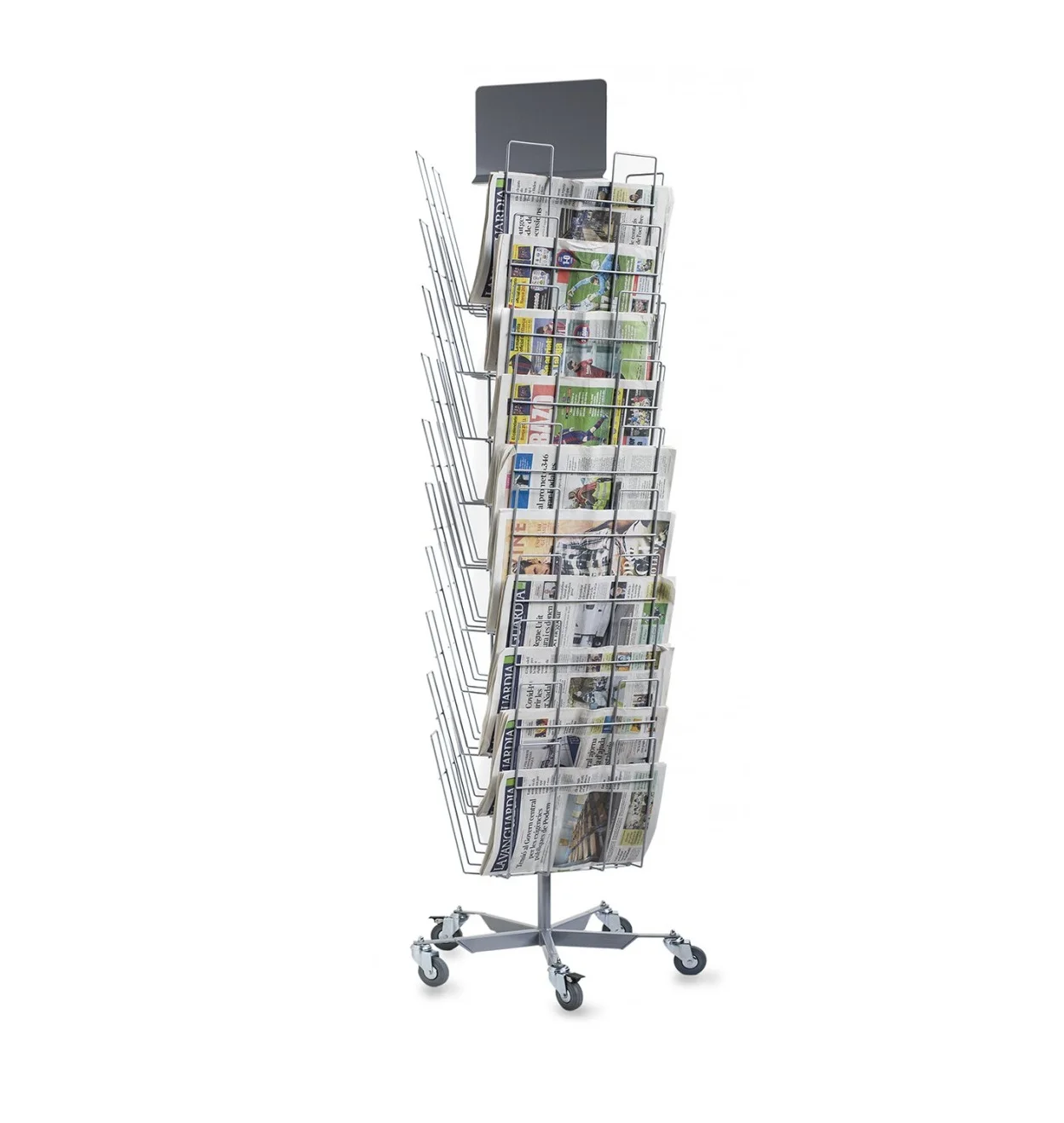 Newspaper and Magazine Display Rack with 30 Shelves Poster Display Rack