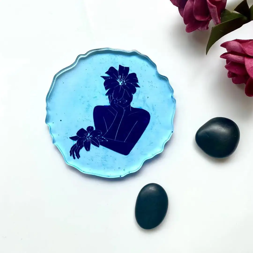 W018 DIY Shiny Surface Irregular Coaster  Small Tray Tea Tray Silicone Mold