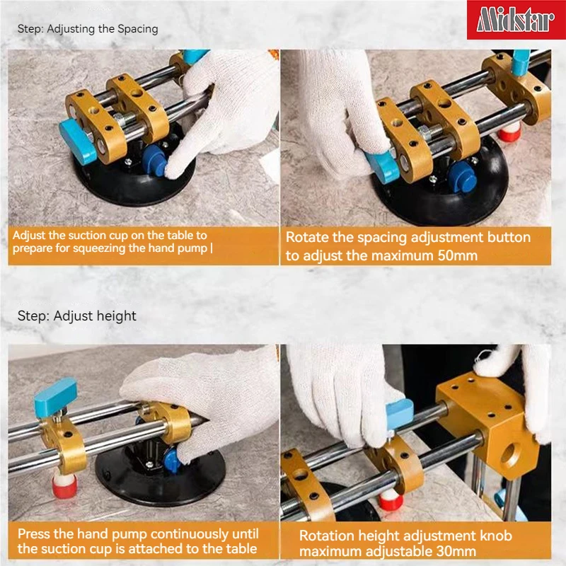 Right Angle 90 Degree Counter Top Seam Setter Suction Cup 8 Inch for Counter Top Granite Stone Marble Slab Installation Joining