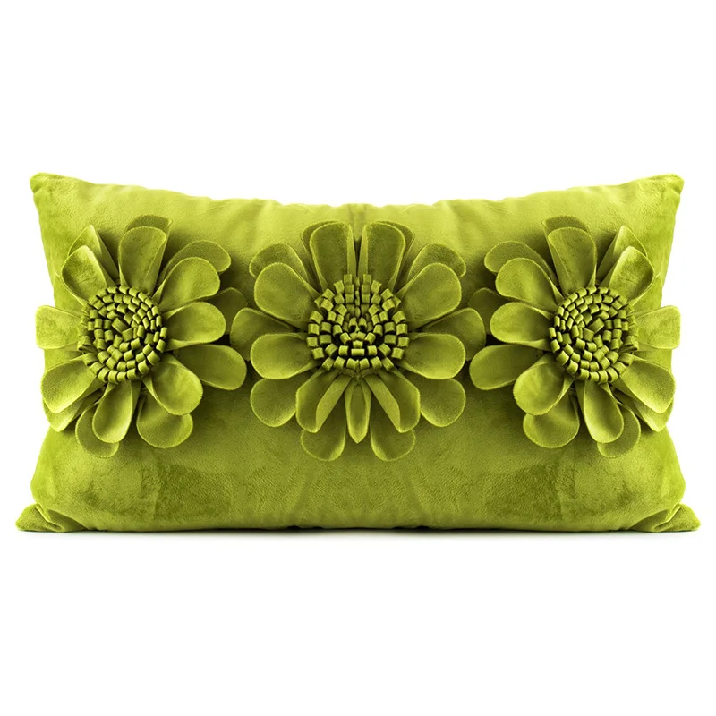 Luxury Wedding Decoration Handmade Colorful Velvet Sunflower Bolster Throw Pillow Cushion Cover