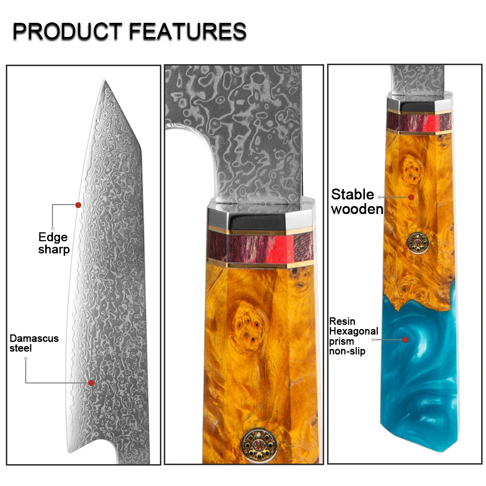 Damascus Kitchen knives Japanese Professional Kiritsuke Chef knife Cleaver Factory supplier knives wholesale