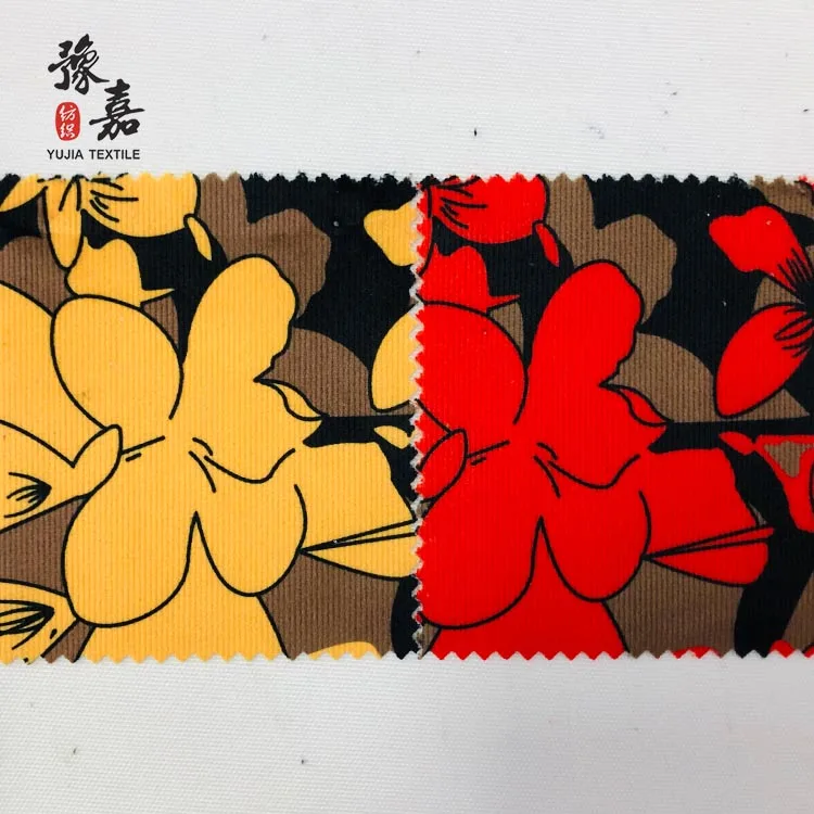 Custom printed corduroy 100% polyester velvet fabric for clothes trousers