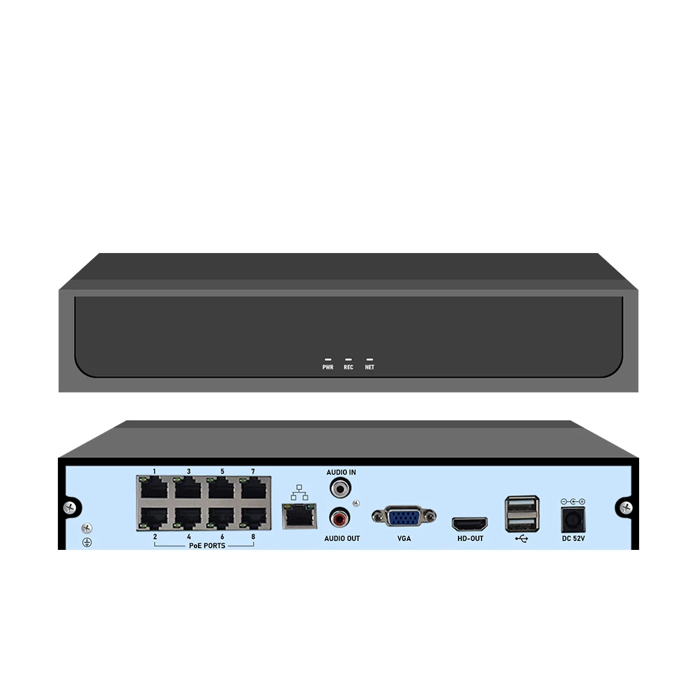 JideTech NVR 8CH вход и выход Max сетевой видеорегистратор H.265 поддержка 1 жесткий диск 14 ТБ CCTV Поддержка нескольких языков
