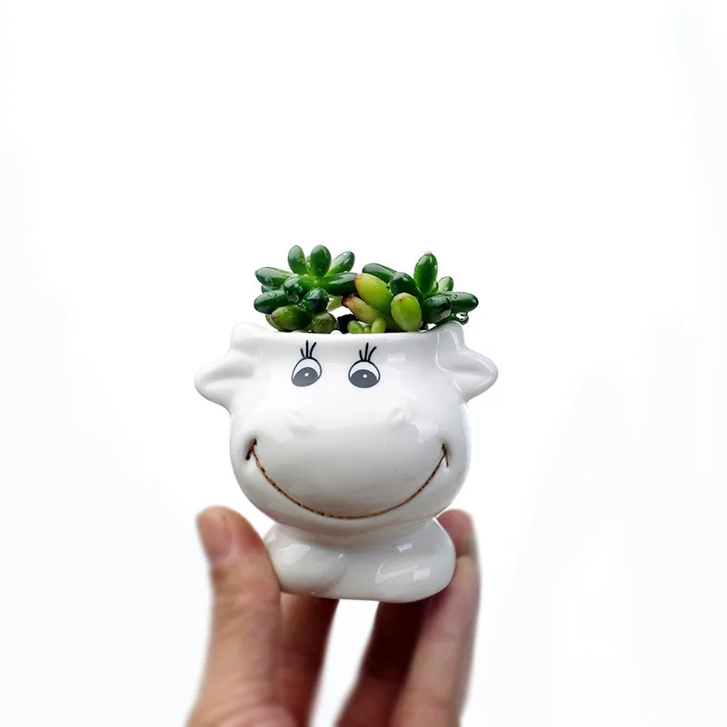 Wholesale new cute cartoon cow ceramic flower pot