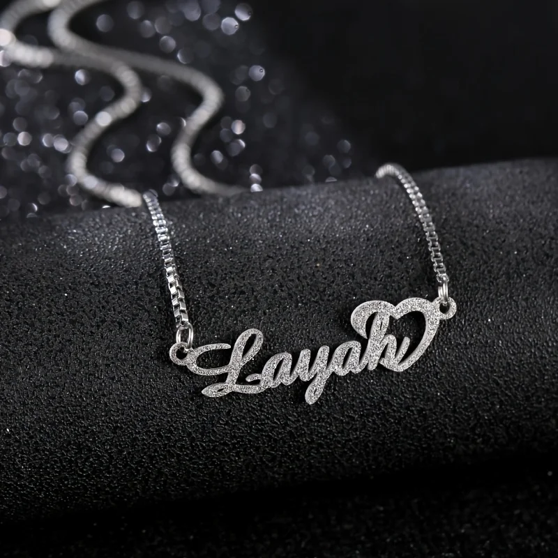 Custom Name Necklace Personalized Shining Box Chain Letter Nameplate Pendant Charm Necklace Accessory Jewelry