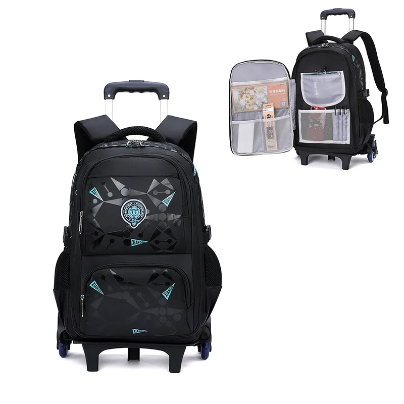 Wholesale high quality large waterproof boys teen trolley high school bag backpack with wheels
