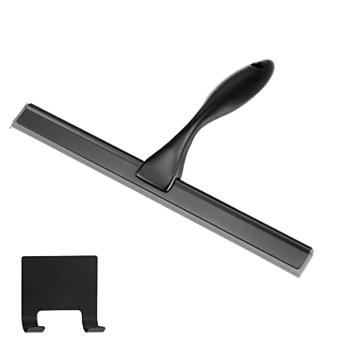Hot 10-inch Black Stainless Steel Blade Wiper with Rubber for Household Bathroom Window Floor Cleaning with Hook