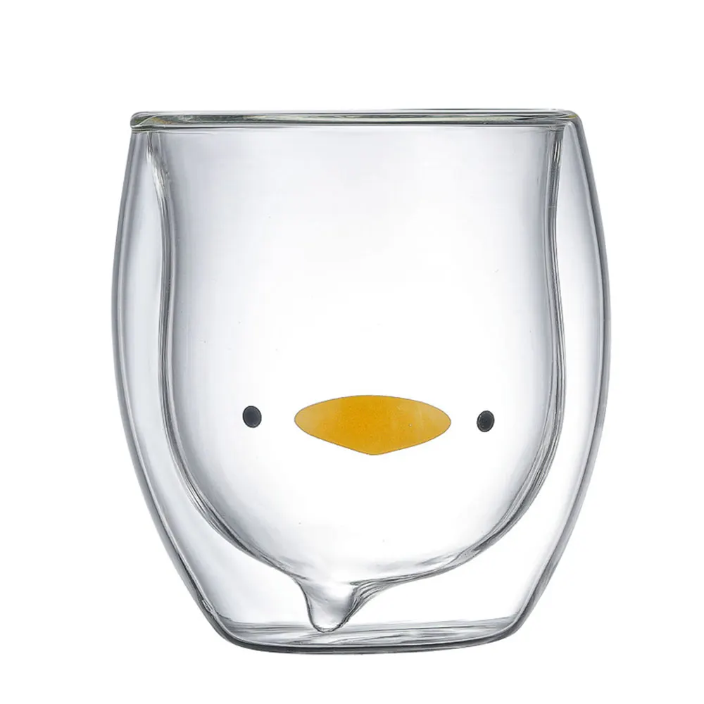 Bear Glass Cups Child Lover Gift Cute Bear Shaped Double Wall Glass Juice Cups For Coffee