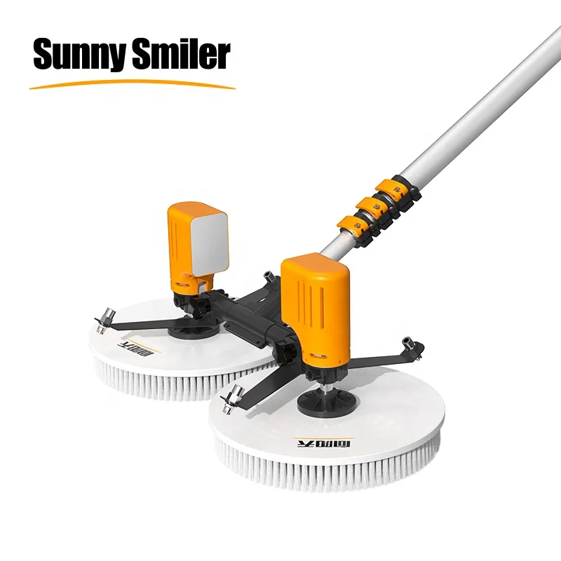 X43 Sunnysmiler Electric Cleaning brush Double heads brushes telescopic pole water cleaning soft brush for solar panels cleaning