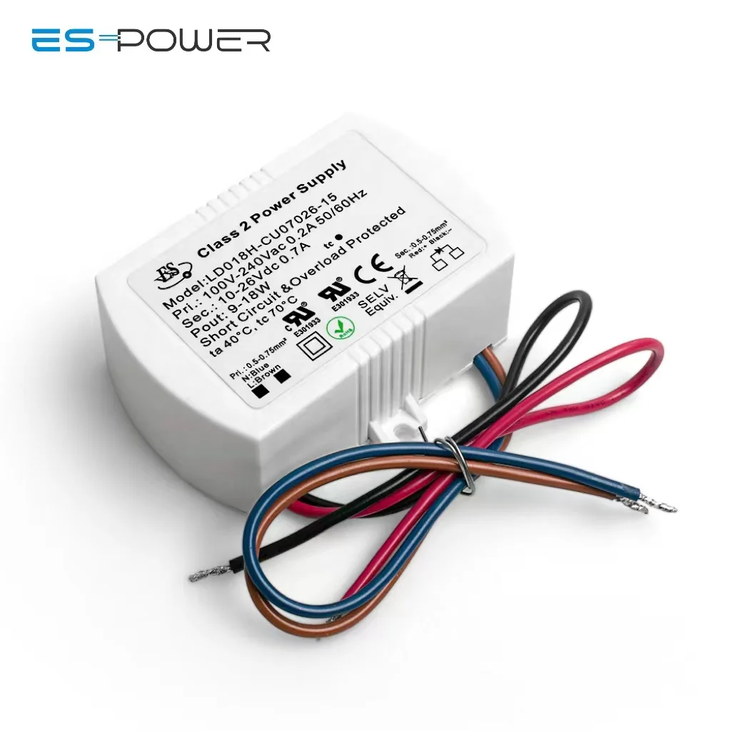 Es Ce Ul Cul Waterproof Ip65 Class 2 18w Ac-dc Constant Current 340ma Listed 10-54vdc Class 2 Supply Unit Led Driver