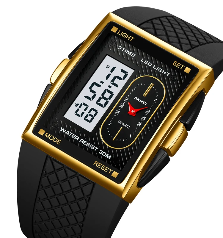 Skmei 2213 trending dongguan male digital watch creative PU band double display Multi function storage business watch set