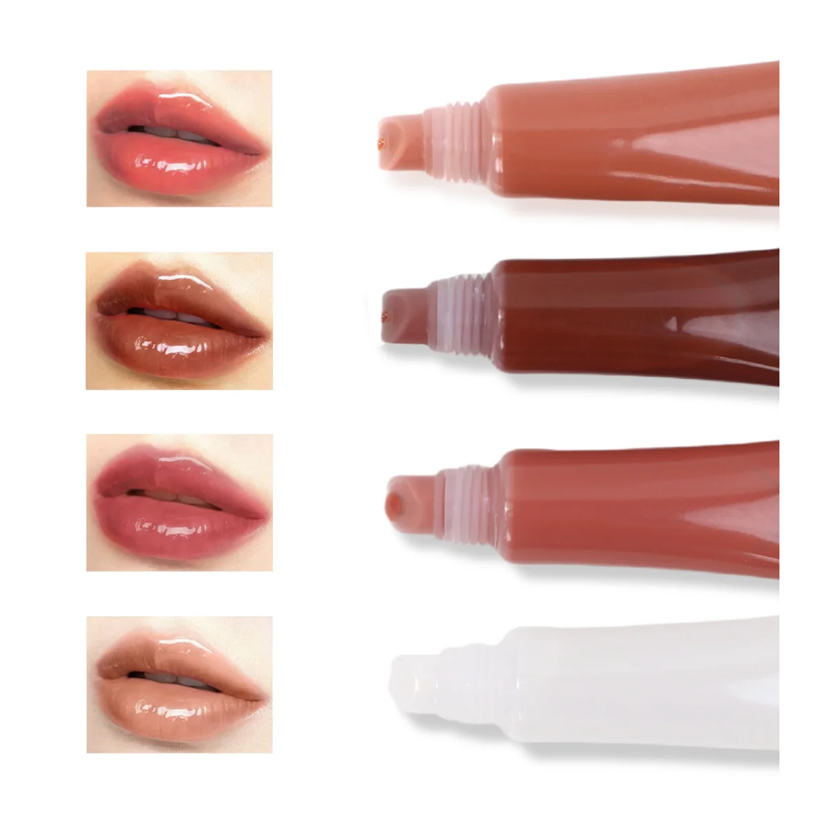 Factory Wholesale Vegan Organic Lip Butter Balm Pink Sugar Custom Logo Squeeze Lip Gloss Tubes With Packaging