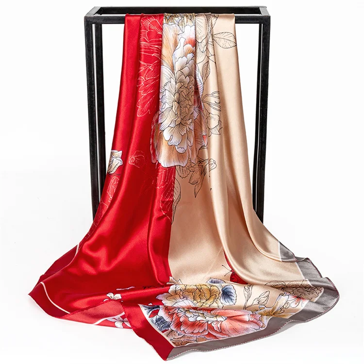 Wholesale 2025 Hot Sale Fashion Womens Designer Scarves Luxury Brand Pattern Custom Long Turkish Silk Scarf