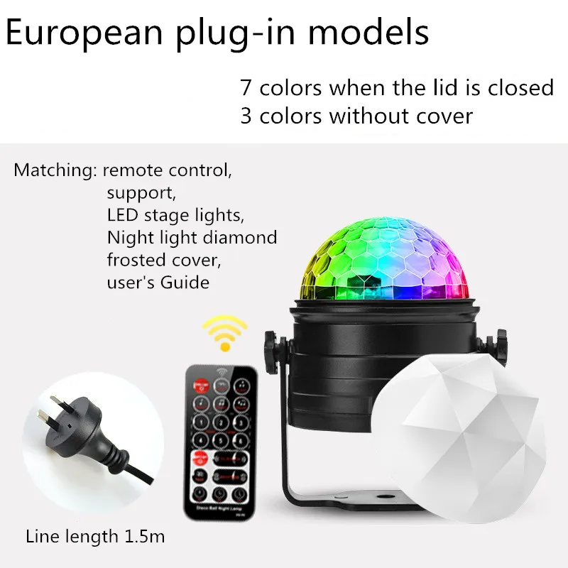 Remote Ctrl Hot Sale Led Stage RGB Colorful Crystal Magic Ball Light For Holiday Party Stage Home Theater Atmosphere KTV Bar DJ