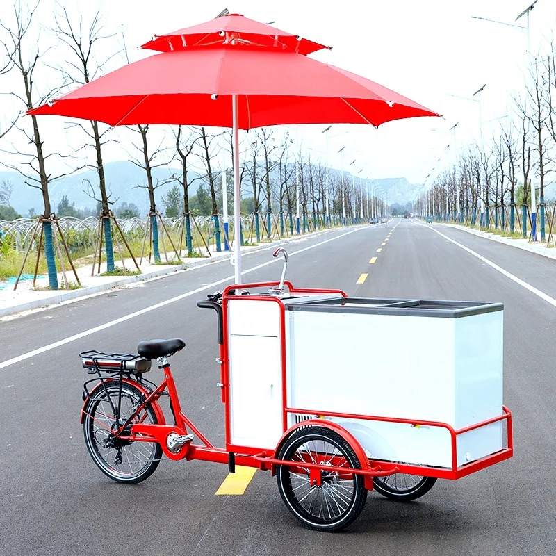 Multi-functional Mobile Ice Cream Cart with Refrigerator and Freezer Fast Food Van