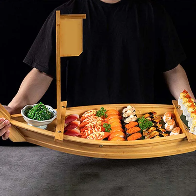 China Factory wooden sashimi boat platter seafood plate boat for sushi for Restaurantware or Home