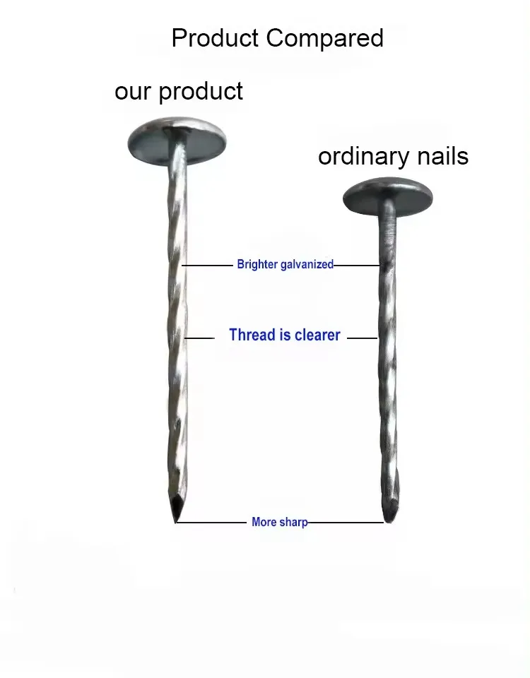 nails with plastic rubber washer twisted umbrella roofing nails