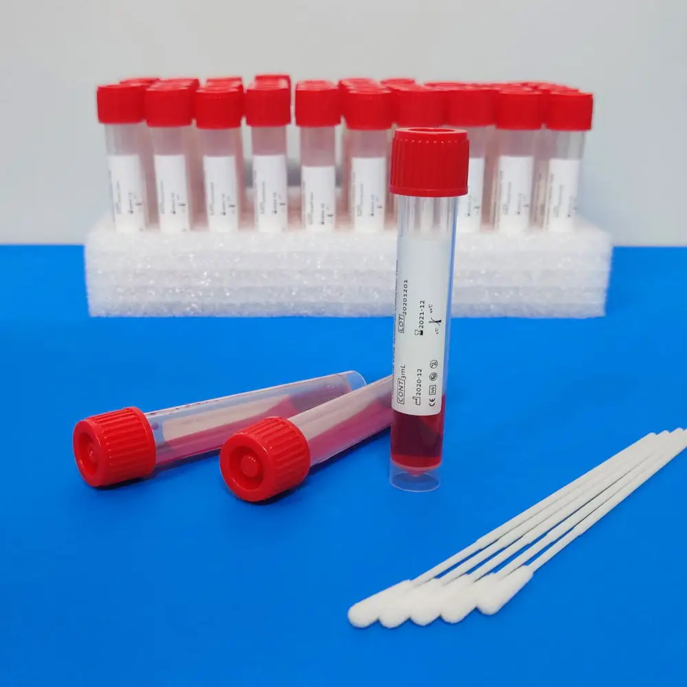 
China VTM nasopharyngeal sterile nasal throat nylon flocked swab specimen specimen collection pcr test 