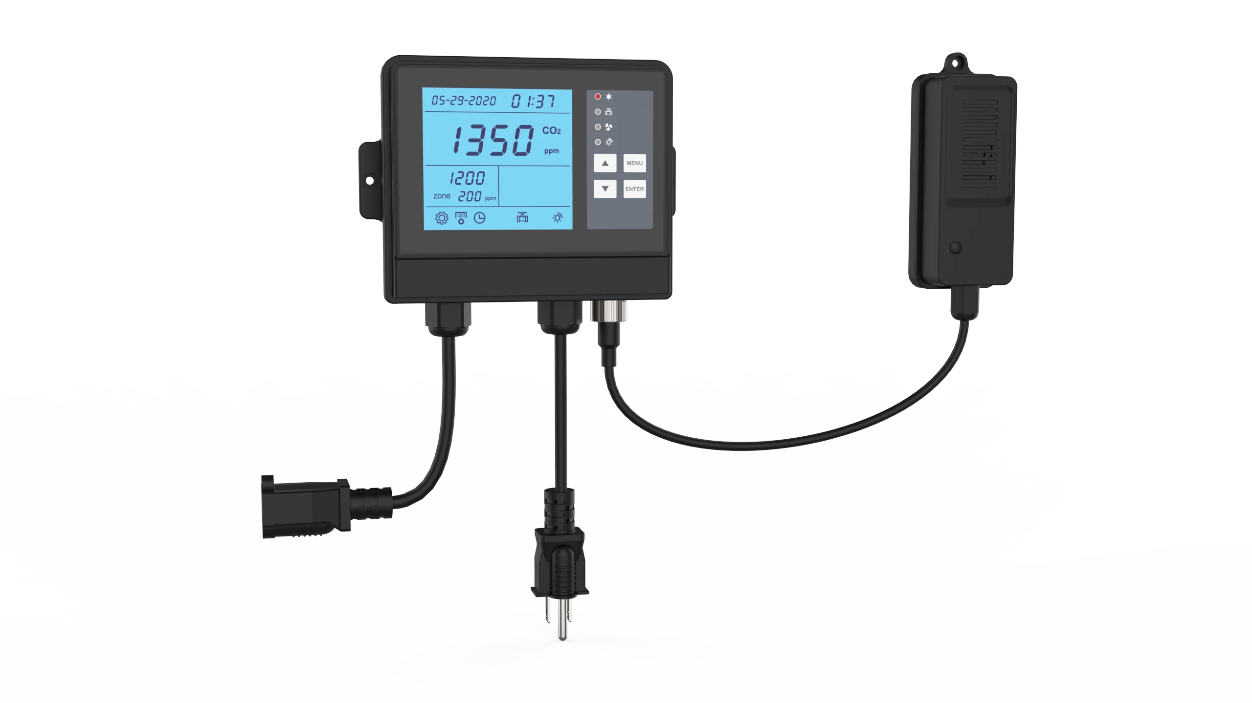 CO2 Controller with Temperature and Humidity Display with Relay Function NDIR Sensor Cable, CO2 Controller WiFi for Greenhouse