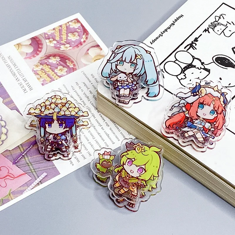 Wholesale High Quality Clear Cute Design Genshin Impact Acrylic Clips Custom Acrylic Paper Clips for Gift