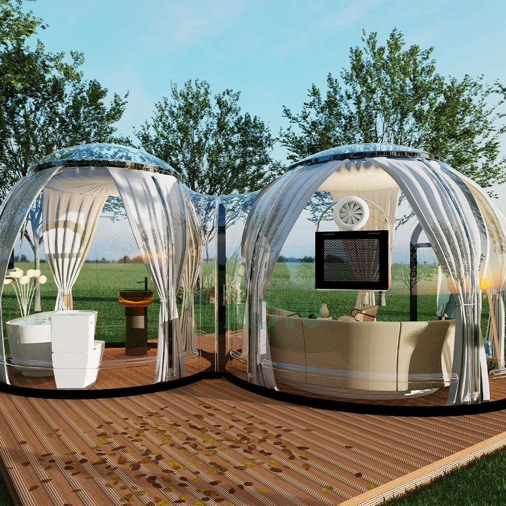 Custom New Polycarbonate Star 360 Degrees Pc Home Hotel Dome Tent House Waterproof Transparent Bubble Tent