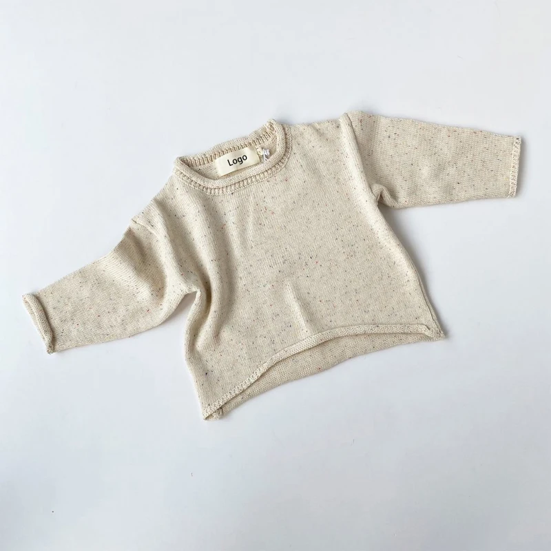 Winter Casual 100% Cotton Custom Knit Children Plus Size Girls Oversized Cotton Pullover Speckle Kids Baby Sweaters