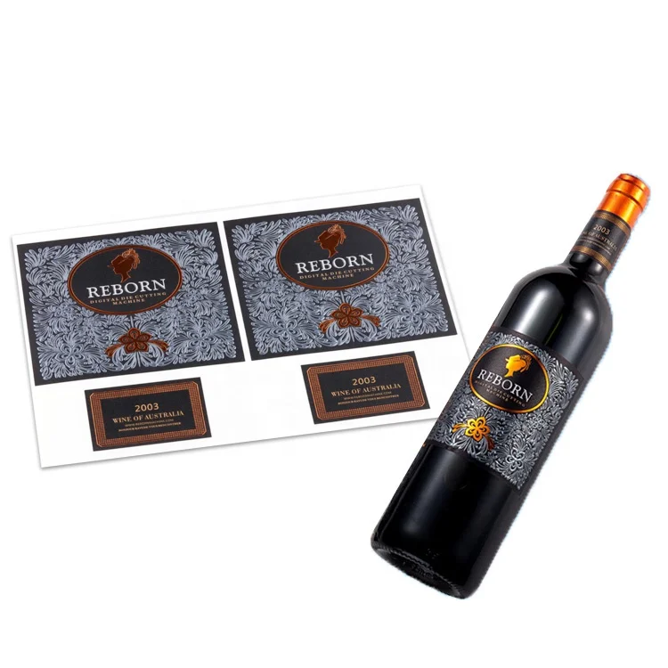 Custom Printed Self Adhesive Gold Stamping Paper Wine Label Stickers for Whisky Liquor Bottles